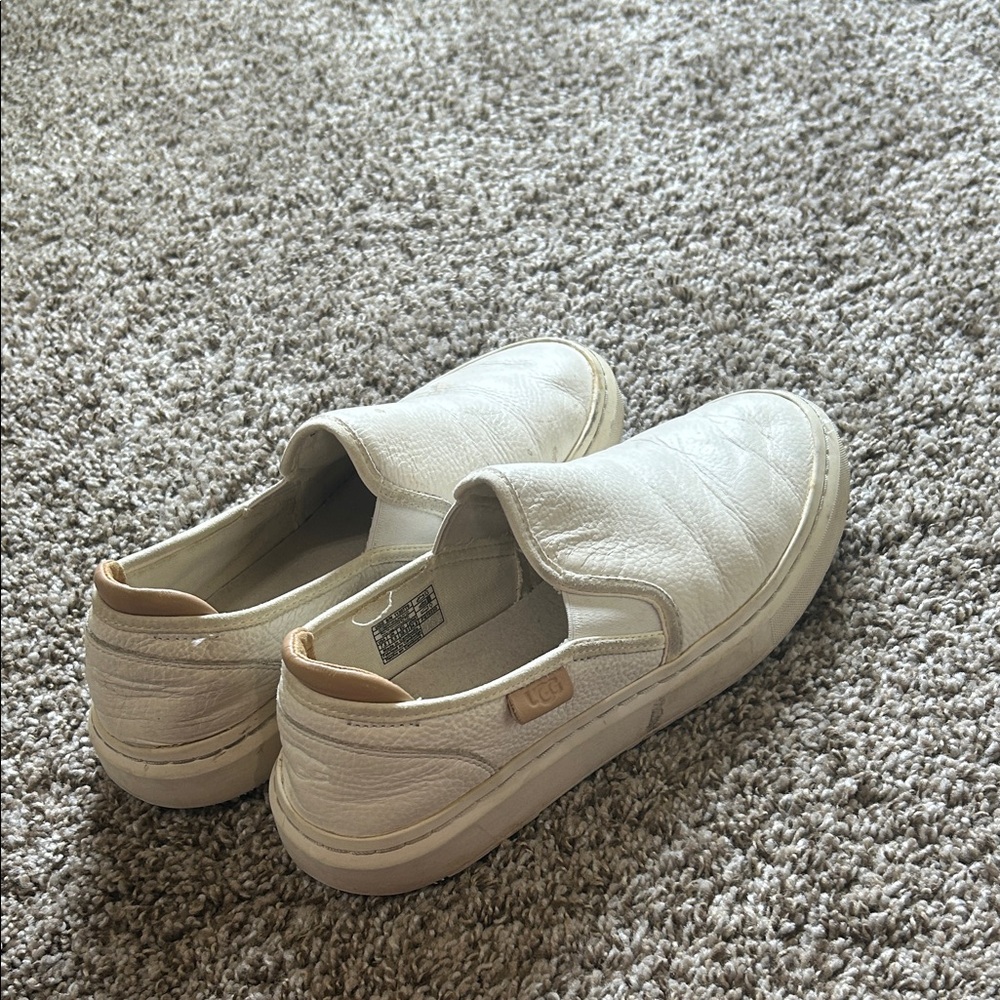 UGG White Leather Flats